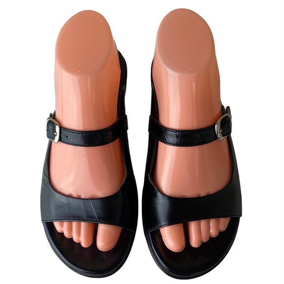 Dansko Crinkle Patent Leather BLACK Slip On Sandals - Picture 4 of 16